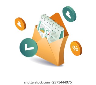 Business analysis data in email envelopes