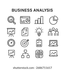 Business Analysis and Data Icons Set - Vektorgrafiken zu Linien