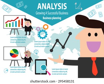 Business Analysis, data analysis, business data analysis infographic, icons, Eps10 vector illustration
