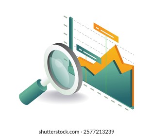 Business analysis data magnifier concept illustration