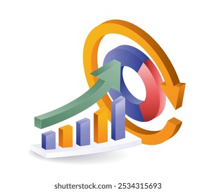 Conceito de ilustração simples de símbolos de dados de análise comercial