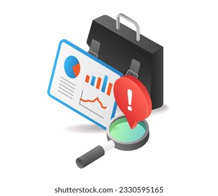 Business analysis deadline warning isometric illustration