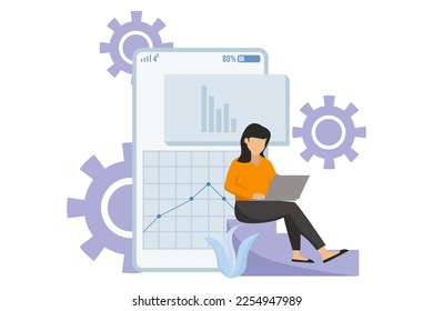 Illustration zum flachen Design von Geschäftsanalysen