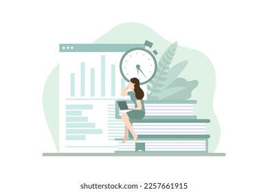 Ilustración de diseño plano de análisis de negocio