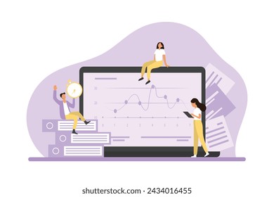 Ilustración de diseño plano de análisis de negocios
