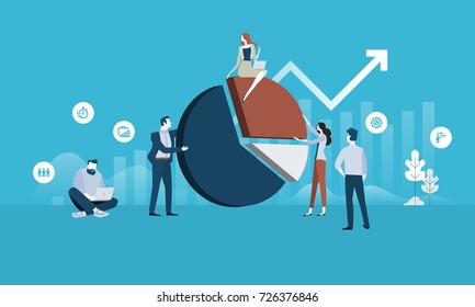 Business analysis. Flat design business people concept. Vector illustration for web banner, business presentation, advertising material. Business analysis. Flat design business people concept. Vector illustration for web banner, business presentation, advertising material.