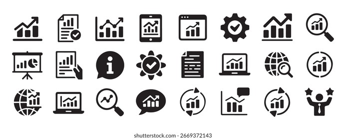 Business analysis and growth concept showcasing data charts icons for marketing and investment strategies financial reporting and success measurement
