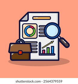 Business analysis icon. Processing financial concept on lineal color style. Business research, data growth isolated on premium design. Flat cartoon vector illustration. 