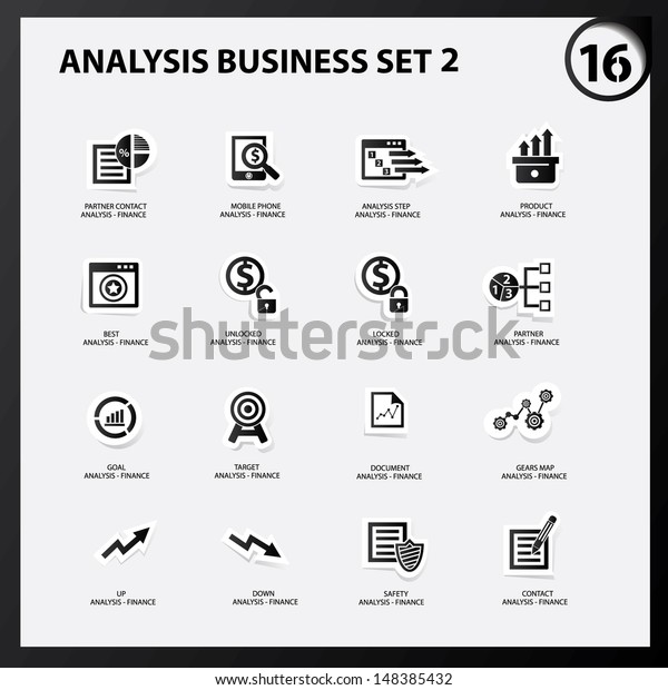 Business Analysis Icon Set 2black Versionvector 스톡 벡터(로열티 프리) 148385432 ...