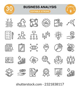 Business Analysis Icon Set. Editable Stroke.
