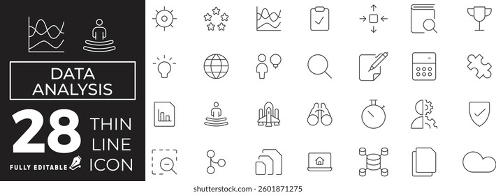 business analysis Icons. Containing planning, magnify glass, document, binocular, analytic and more
