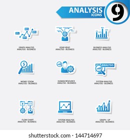 Business analysis icons,Blue version,vector