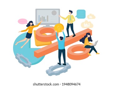Business Analysis - Illustration. Editable Stroke. Vector Graphic