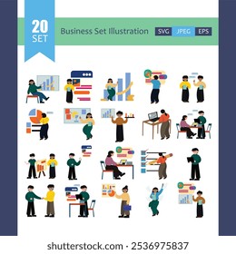 Business Analysis Illustration with Growth Chart