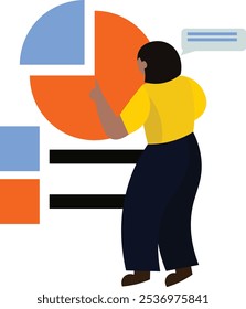 Business Analysis Illustration with Growth Chart
