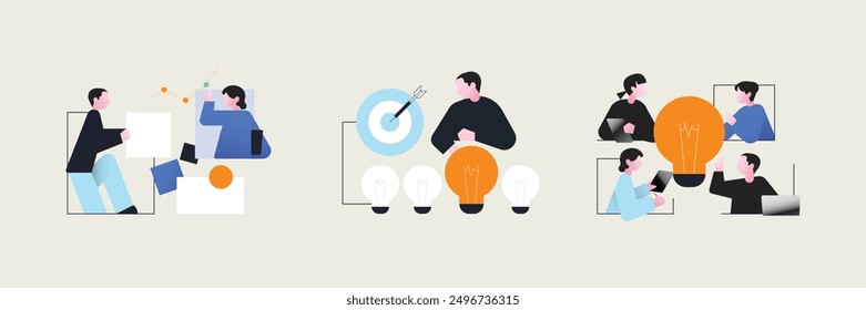 Business analysis instruments abstract concept vector illustration set. SMART goal setting, focus groups, project management, brainstorming abstract metaphor.