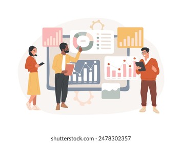 Business analysis isolated concept vector illustration. Identify business needs, determine solutions, writing project and software requirements, SWOT Analysis, process modelling vector concept.