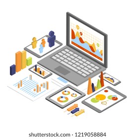 Análisis de negocios isométrico