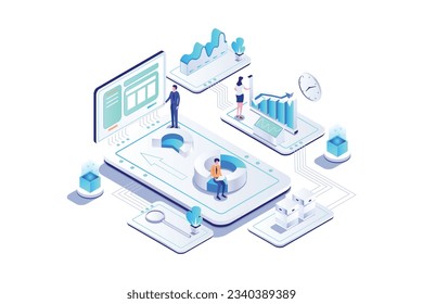 Business Analysis Isometric Concept Landing Page