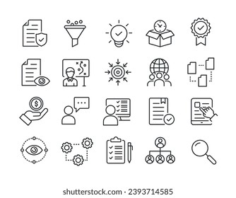 Iconos de línea de análisis de negocio. Para diseño de marketing de sitios web, logotipo, aplicación, plantilla, ui, etc. Ilustración vectorial.