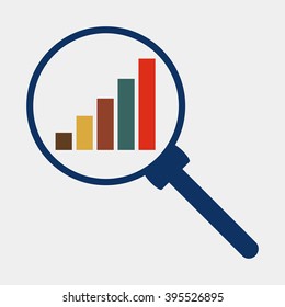 Business analysis magnifying glass icon - vector
