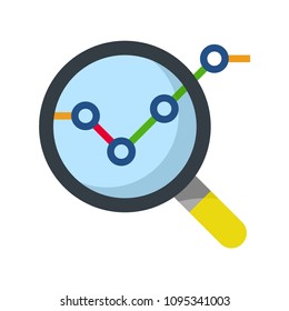 Business analysis magnifying glass icon.Vector flat style illustration.