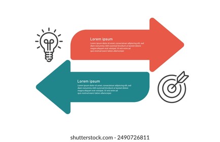 Business analysis model. Data visualization in 2 steps. Editable timeline data charts. Work flow chart with icons. Presentation of work.