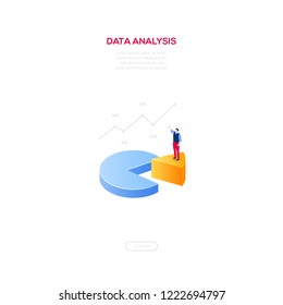 Business analysis - modern isometric vector web banner