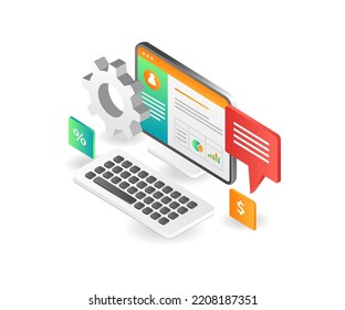 Business analysis personal data in isometric flat illustration
