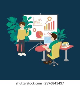 Business Analysis Presentation, coaching or team discussion, business course, meeting or briefing concept, seminar or workshop to learn new skills