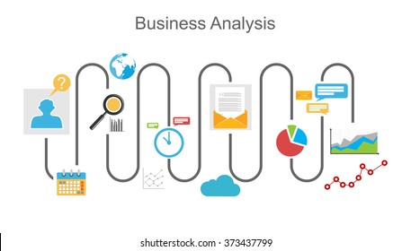 Business analysis process concept illustration.