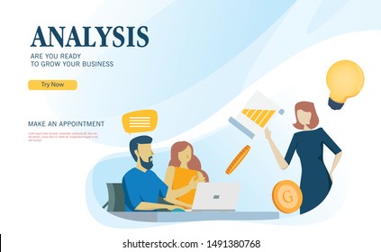 Business analysis program with flat design concept 