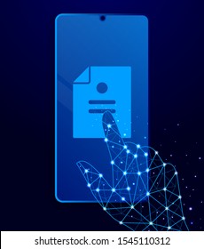 business, analysis, report touch phone. Polygon style touch phone vector