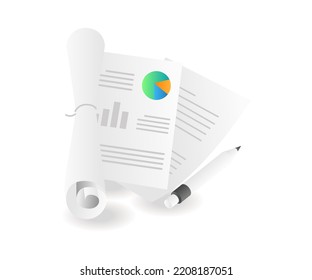 Business analysis sheet in isometric flat illustration