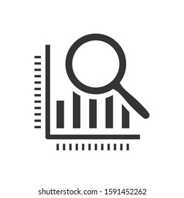 Business Analysis symbol with magnifying glass icon and Review market trend - icon vector
