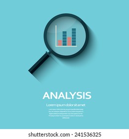 Business Analysis symbol with magnifying glass icon and chart. Eps10 vector illustration.