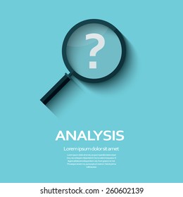 Business Analysis symbol with question mark icon. Long shadow flat design. Eps10 vector illustration.