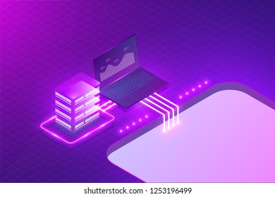 Business analysis system, computing concept vector illustration.