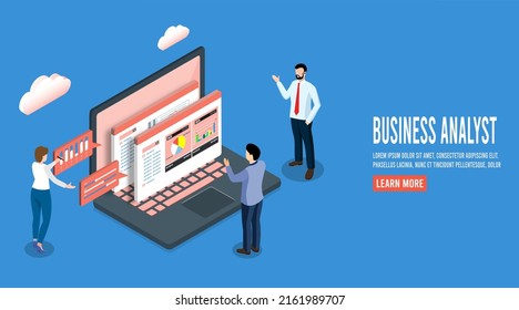 Business analysis technology concept. isometric vector illustration. Process working with big database