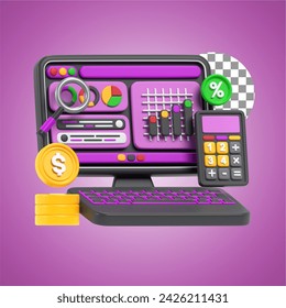 Business Analyst in 3d Illustration of Business Theme