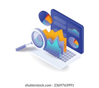 Business analyst computer data flat illustration concept