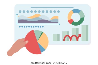 Business analyst. Financial operation optimization, strategy development, new business launching. Market research and data processing. Flat vector illustration