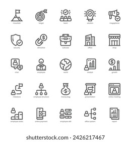 Paquete de iconos de Business Analyst para su sitio web, móvil, presentación y diseño de logotipo. Diseño de esquema de icono de Business Analyst. Ilustración de gráficos vectoriales y trazo editable.
