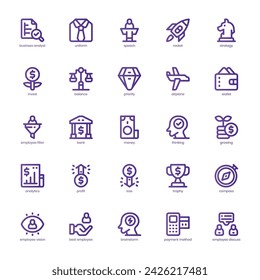 Paquete de iconos de Business Analyst para su sitio web, móvil, presentación y diseño de logotipo. Icono de Analista de Negocios Línea básica de diseño de gradiente. Ilustración de gráficos vectoriales y trazo editable.