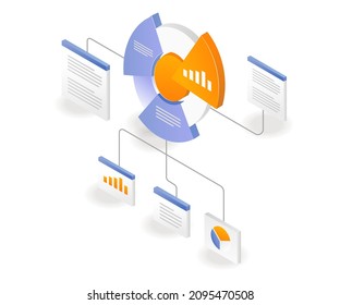 Business analyst with pie chart infographic