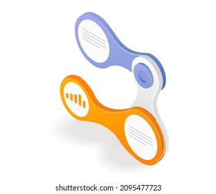 Business analyst with pie chart infographic icon in isometric illustration