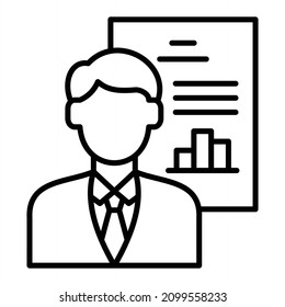 Business Analyst Vector Outline Icon Isolated On White Background
