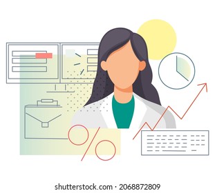 Business Analyst - Women Employee Contribution - Stock Illustration as EPS 10 File