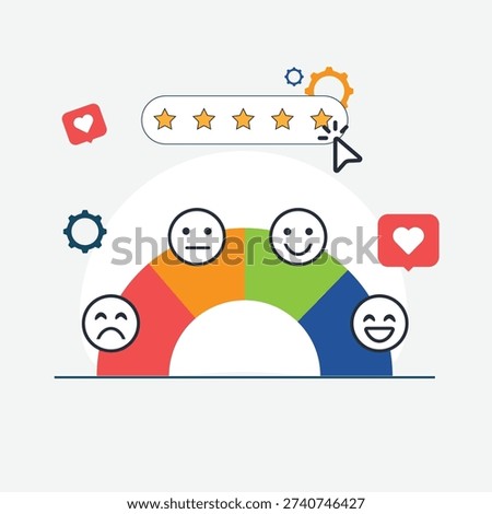 Business Analysts Evaluating Customer Sentiment business people analyze social sentiment dashboard.positive review, social voice, rating or opinion report, reaction or survey concept