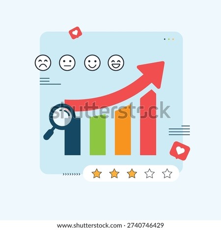 Business Analysts Evaluating Customer Sentiment business people analyze social sentiment dashboard.positive review, social voice, rating or opinion report, reaction or survey concept